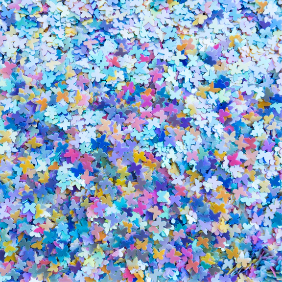 Flitter Glitter Iridescent Butterfly Confetti Embellishments 