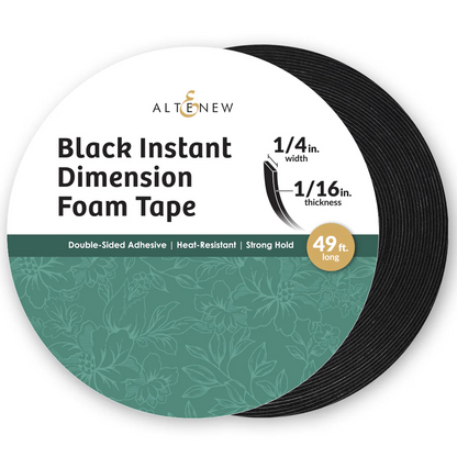 Black Instant Dimension Foam Tape - 1/16'' x 1/4"