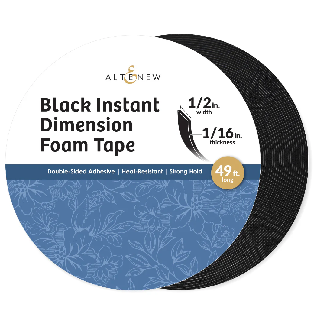 Black Instant Dimension Foam Tape - 1/16'' x 1/2"