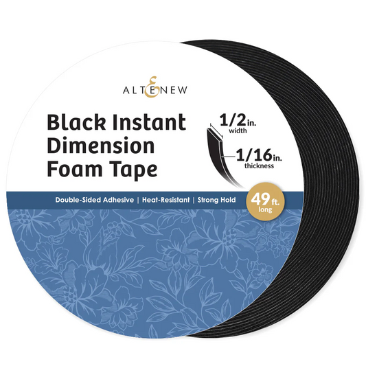 Black Instant Dimension Foam Tape - 1/16'' x 1/2"