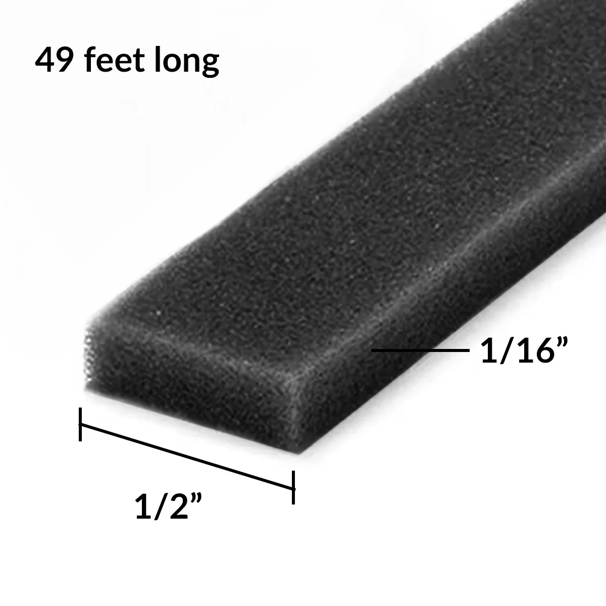 Black Instant Dimension Foam Tape - 1/16'' x 1/2"
