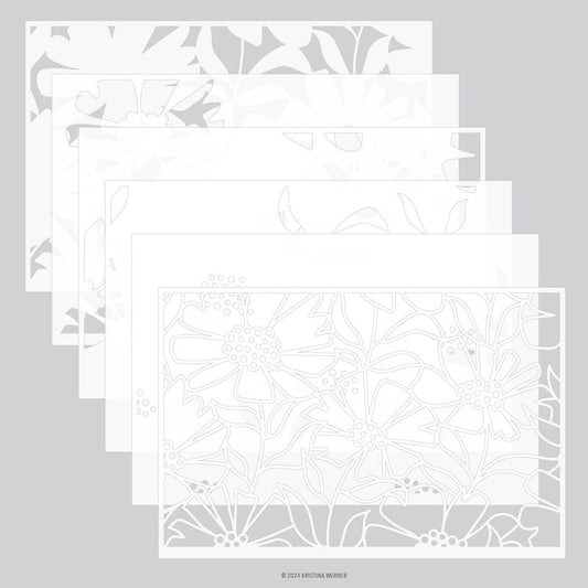 Cheerful Flowers Stencil Pack