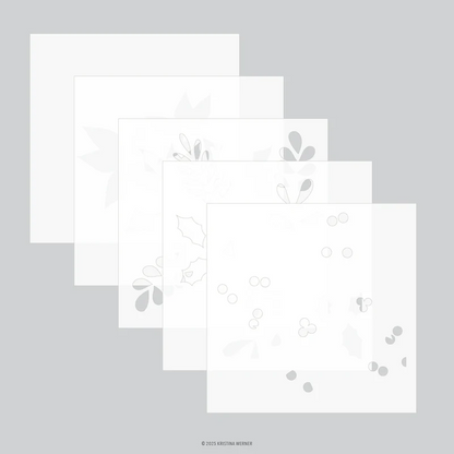 Winter Greenery Background Stencil Pack