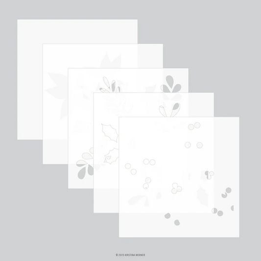 Winter Greenery Background Stencil Pack