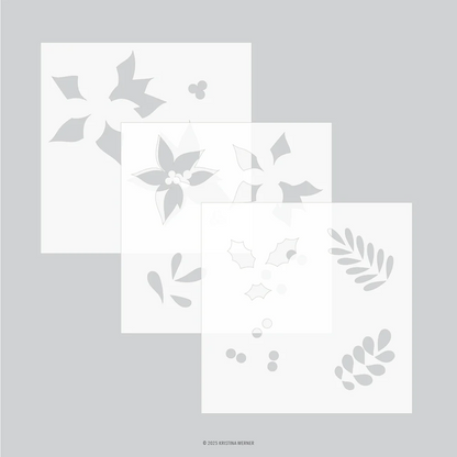 Winter Greenery Stencil Pack