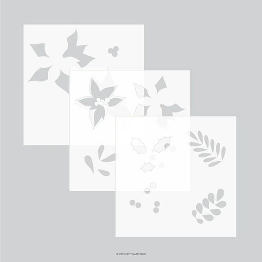 Winter Greenery Stencil Pack