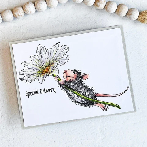 House Mouse Daisy Mouse Cling Rubber Stamp
