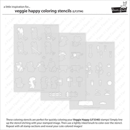 Veggie Happy Coloring Stencils
