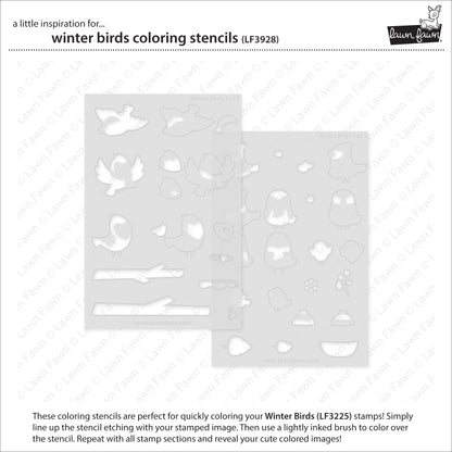 Winter Birds Coloring Stencils