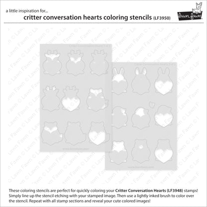 Critter Conversation Hearts Coloring Stencils