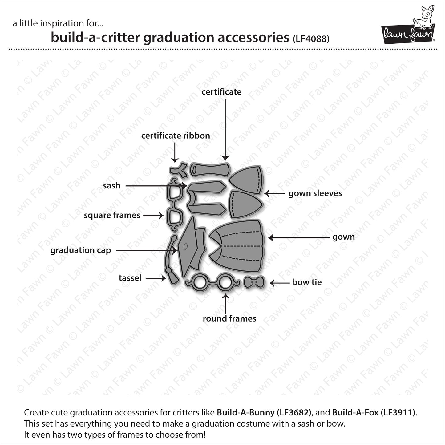 Build-A-Critter Graduation Accessories Lawn Cuts