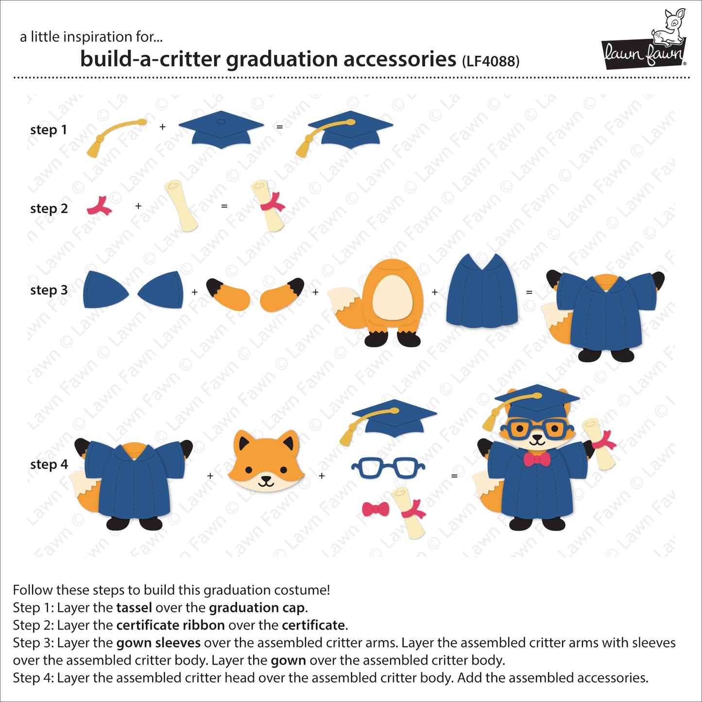Build-A-Critter Graduation Accessories Lawn Cuts