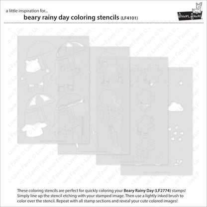 Beary Rainy Day Coloring Stencils