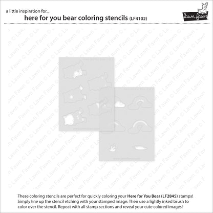 Here For You Bear Coloring Stencils