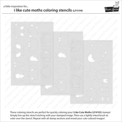 I Like Cute Moths Coloring Stencils