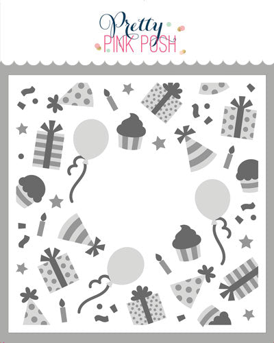 Layered Birthday Wreath Stencil Set