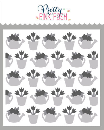 Layered Watering Can Floral Stencils