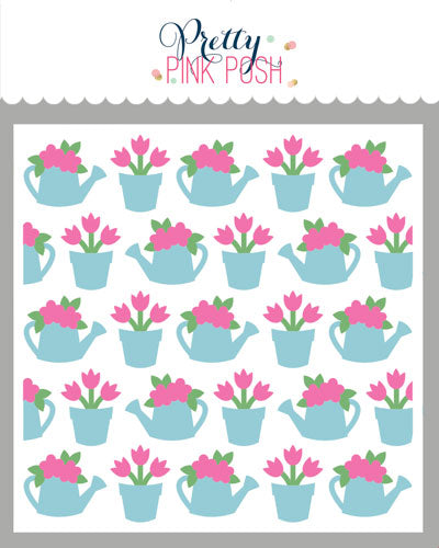Layered Watering Can Floral Stencils