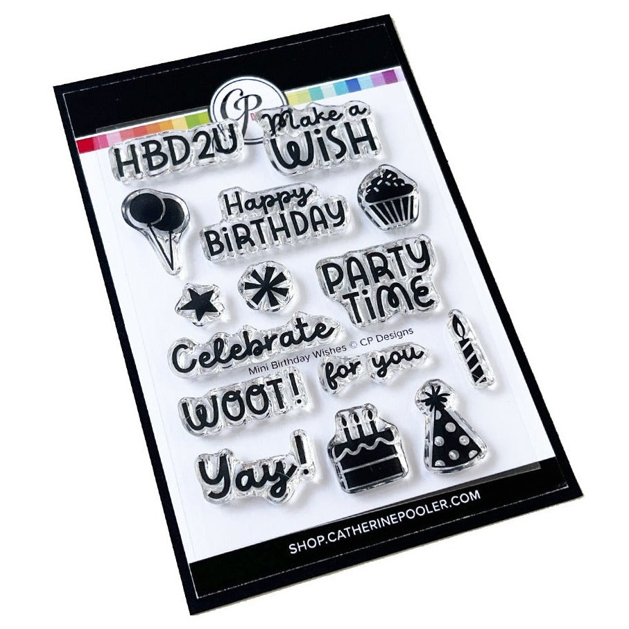 Mini Birthday Wishes Sentiments Stamp Set – Butterfly Reflections, Ink.