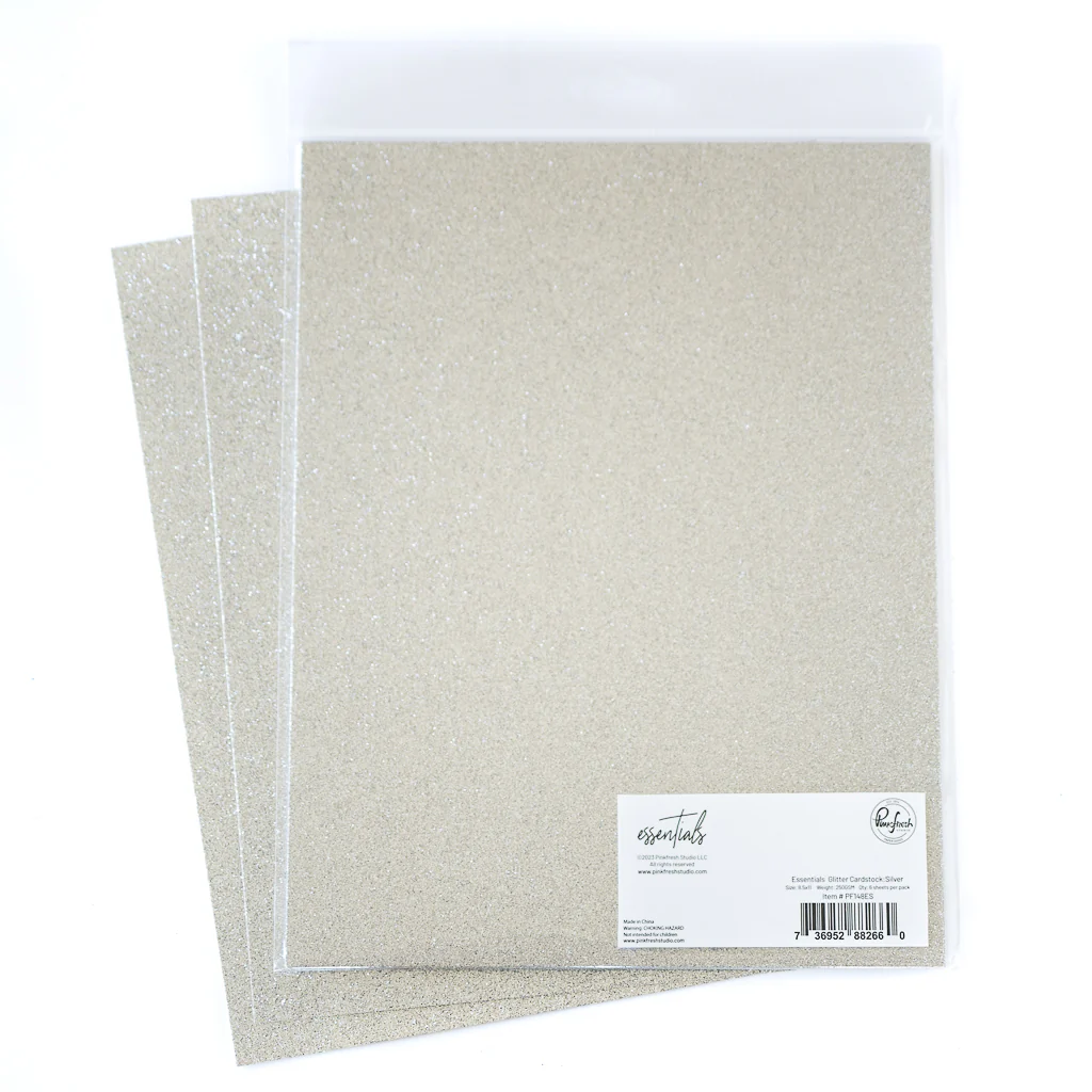 Essentials Glitter 8.5x11 Cardstock: Silver 