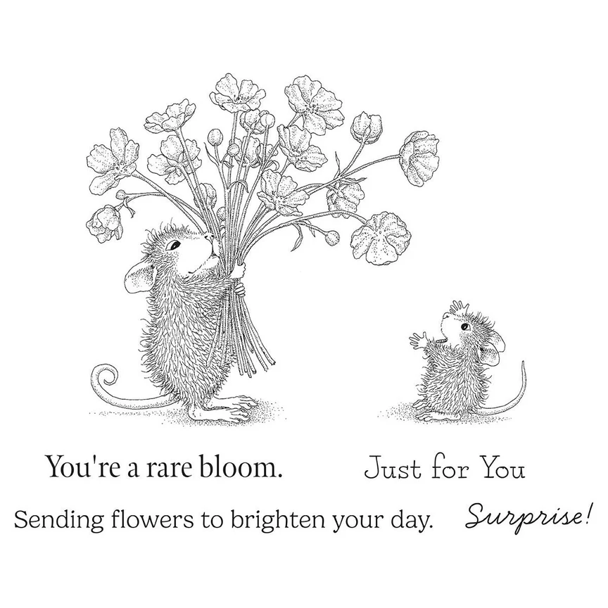 House-Mouse Rare Bloom Cling Rubber Stamp Set 