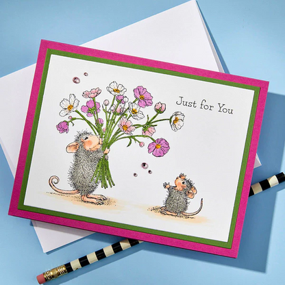 House-Mouse Rare Bloom Cling Rubber Stamp Set 