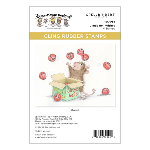 House Mouse Jingle Bell Wishes Rubber Stamp
