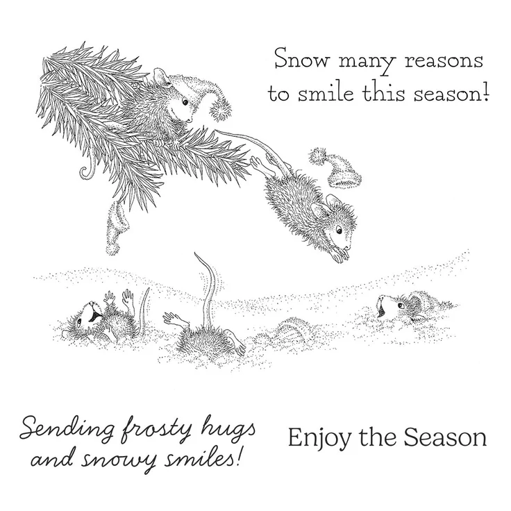 House Mouse Snowy Smiles Rubber Stamp Set