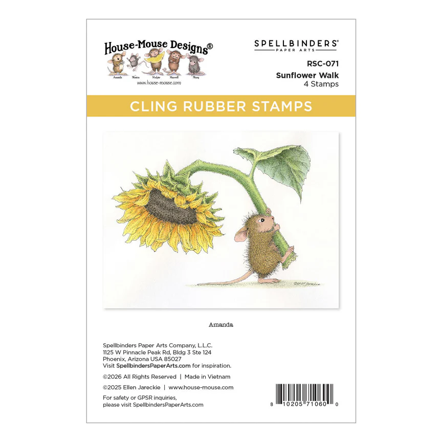 House-Mouse Sunflower Walk Cling Rubber Stamp Set 