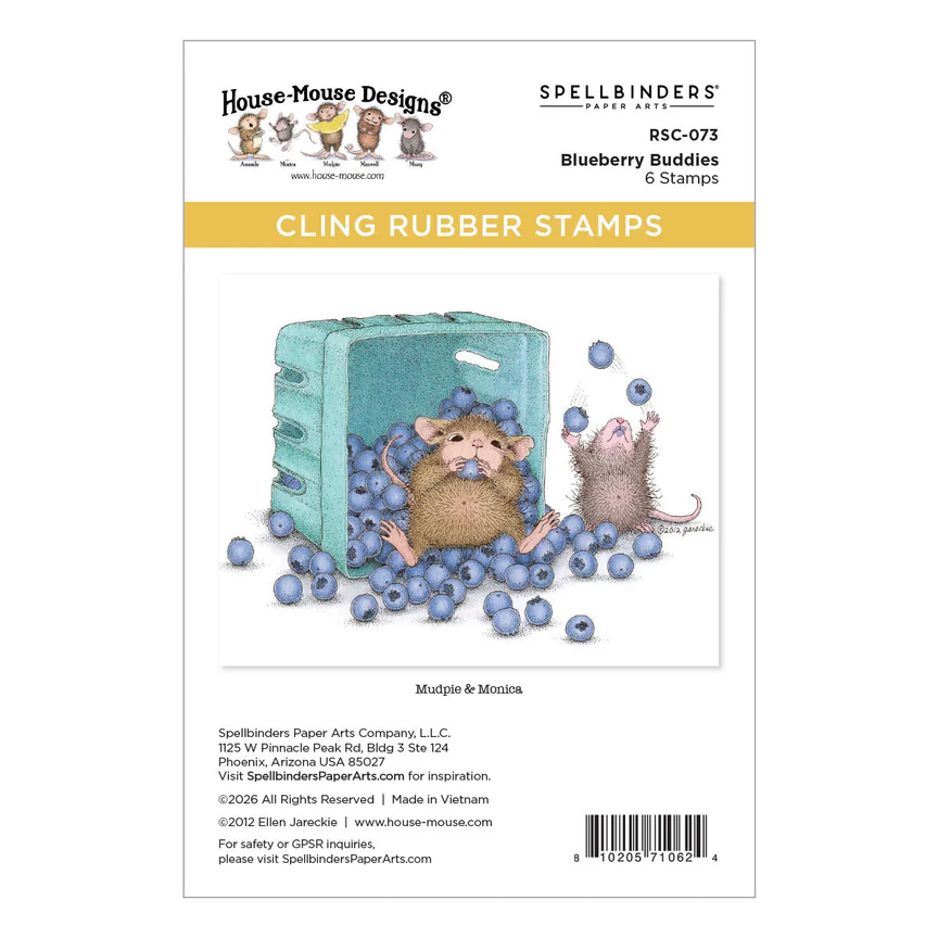 House-Mouse Blueberry Buddies Cling Rubber Stamp Set 