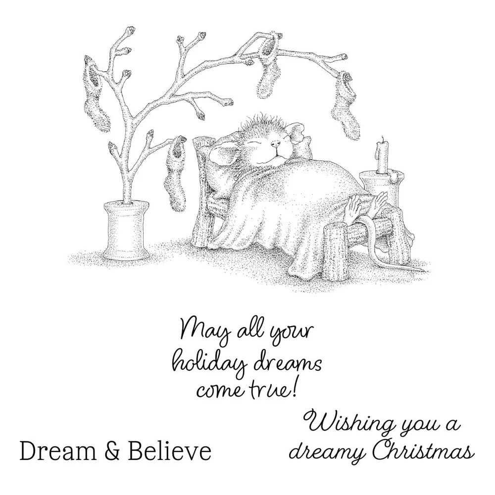 House-Mouse Holiday Dreams Cling Rubber Stamp Set 