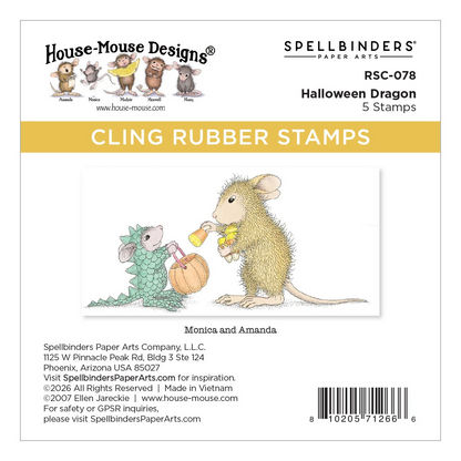 House-Mouse Halloween Dragon Cling Rubber Stamp Set 