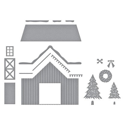 Country Christmas Barn Etched Dies