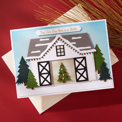 Country Christmas Barn Etched Dies