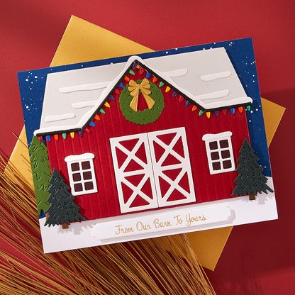 Country Christmas Barn Etched Dies