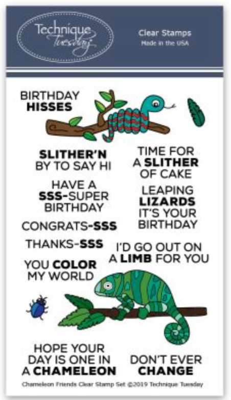 Chameleon Friends Stamp Set and Dies