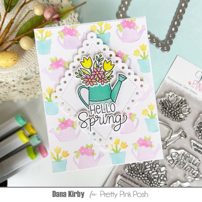 Layered Watering Can Floral Stencils