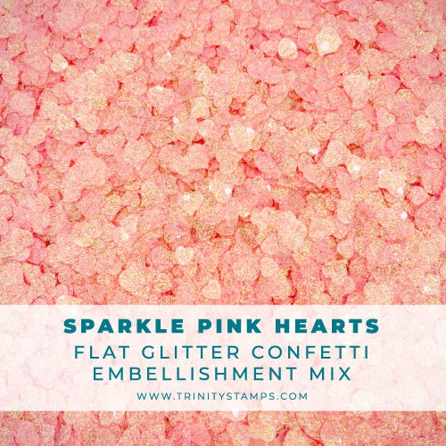 Pink Sparkle Hearts Flat Confetti Embellishment Mix 