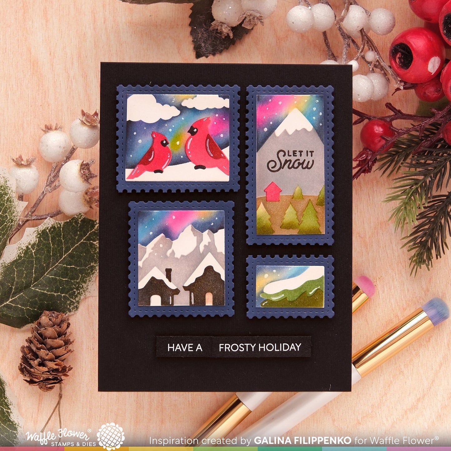 Postage Collage Snowy Stencil 