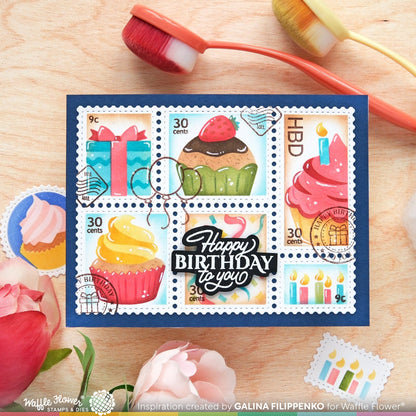 Postage Collage Cupcake Stencil 