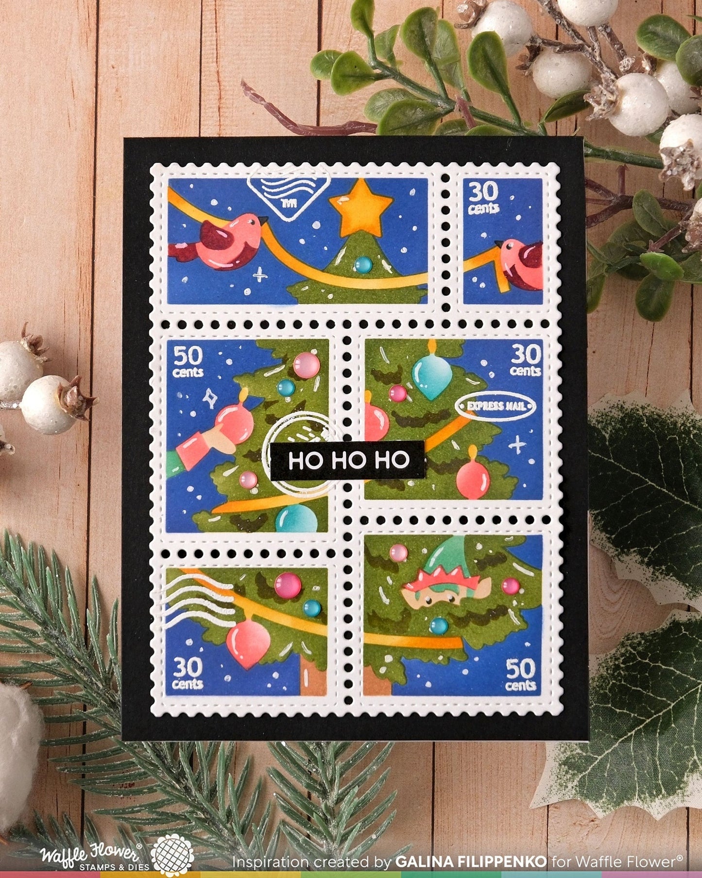 Postage Collage Vertical Tree Stencil 