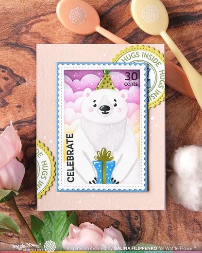 Nesting Postage Collage Greetings Stamp Set 