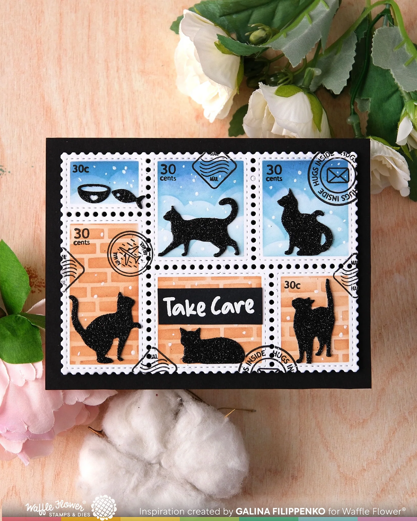 Postage Collage Cat Silhouettes Die 