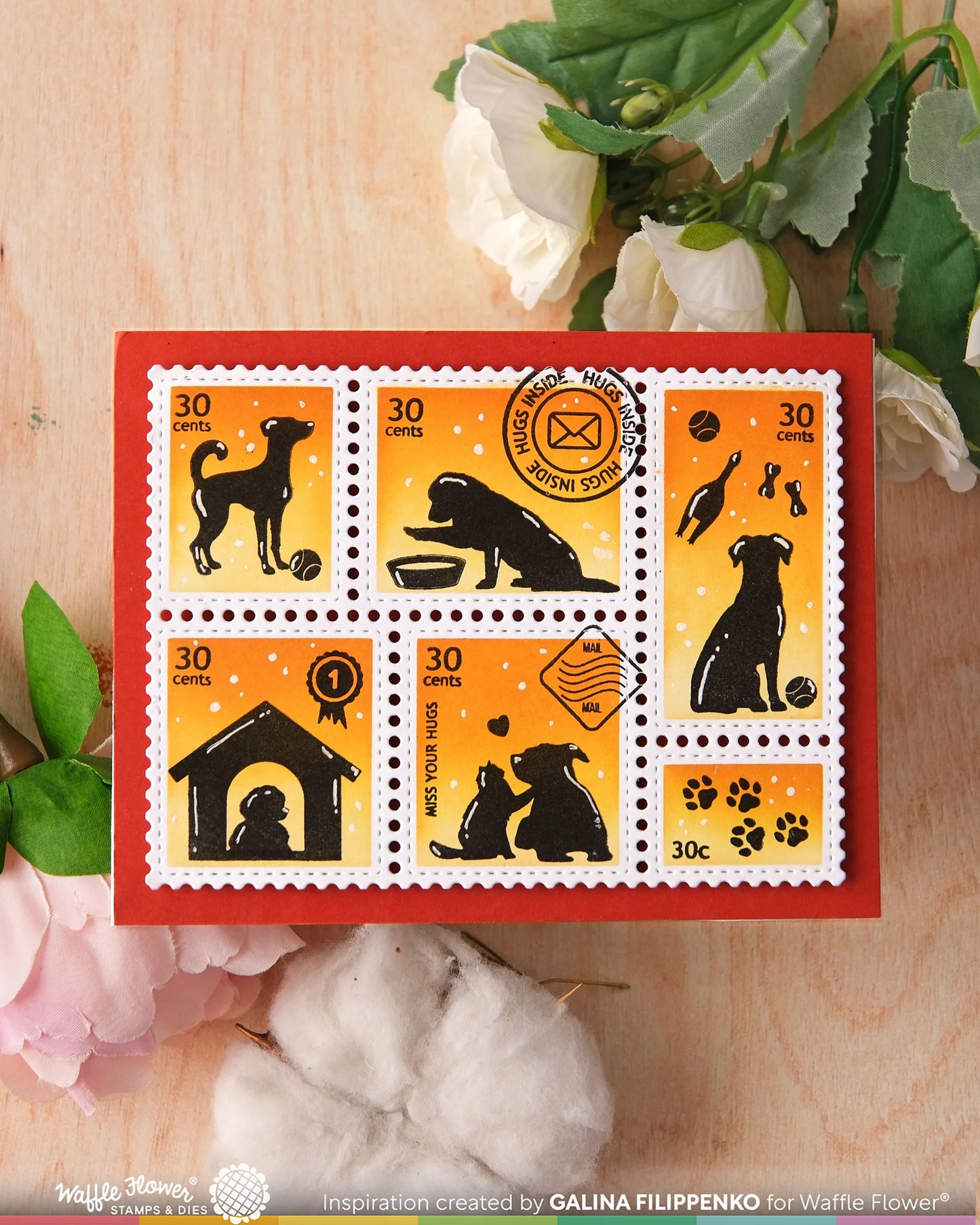 Postage Collage Dog Silhouettes Stamp Set 