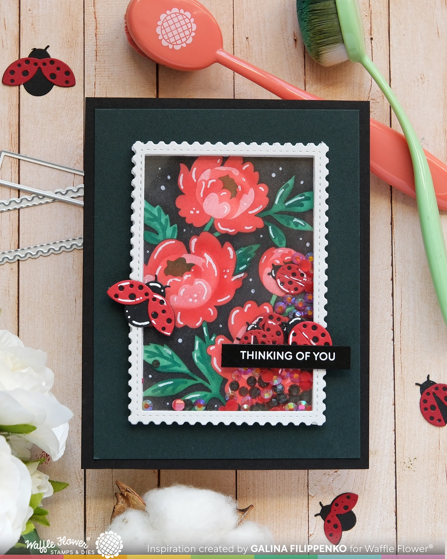 Nesting Postage Collage Peony Stencil