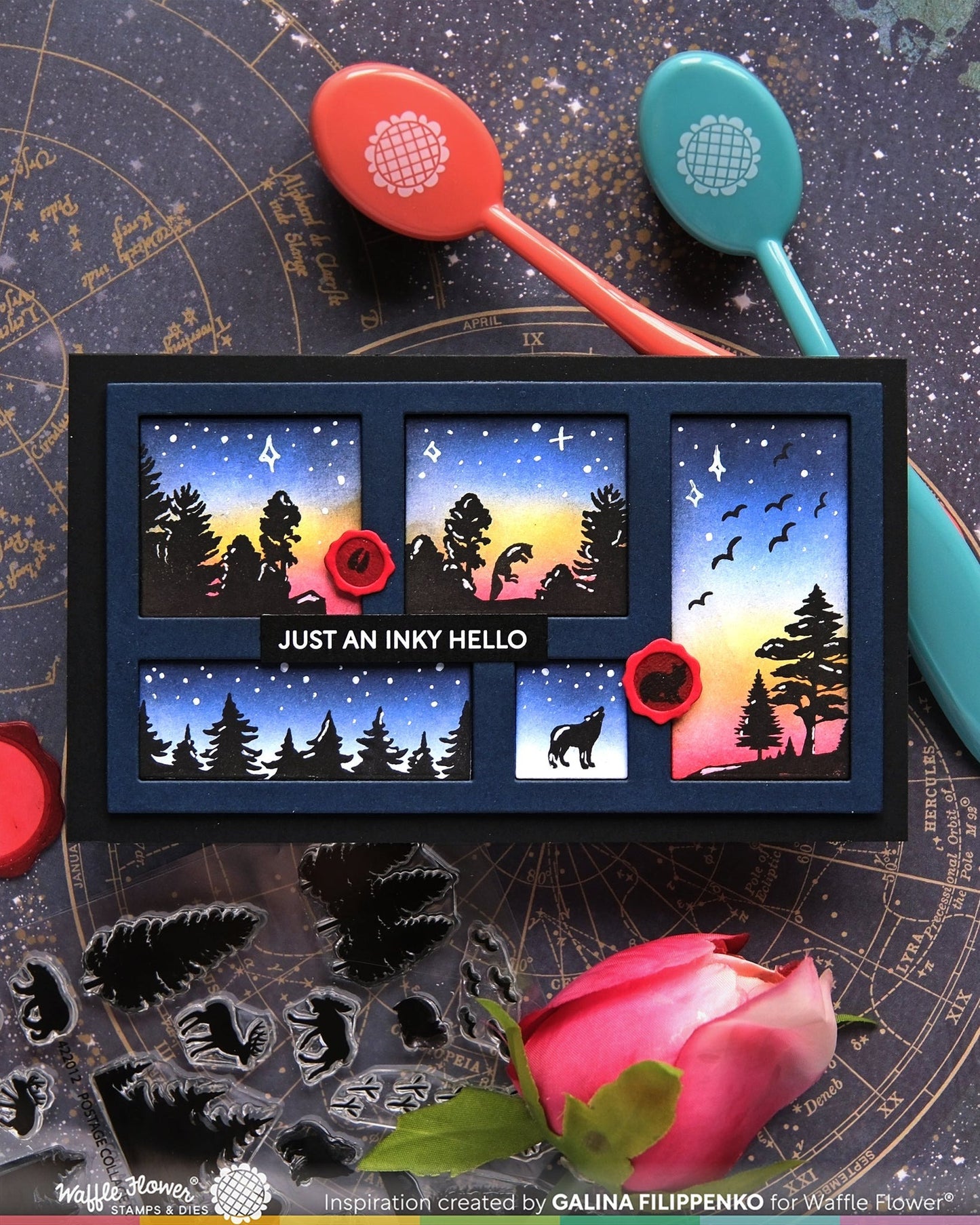 Postage Collage Forest Sunset Stamp Set 