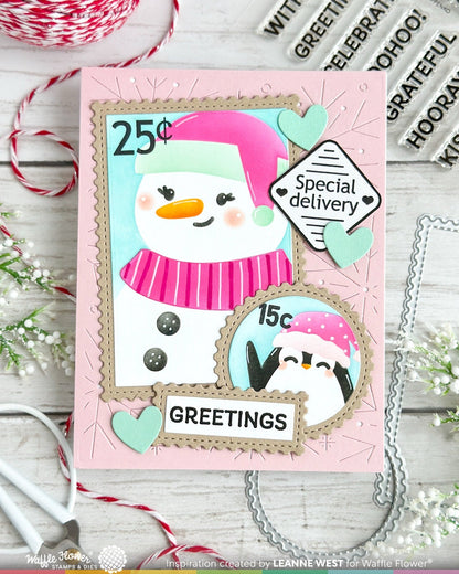 Nesting Postage Collage Let it Snow Stencils