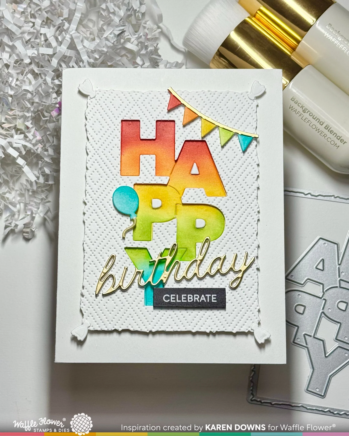 Overlapping Vertical Happy Word Die 