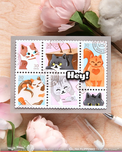 Postage Collage Meow Stencils