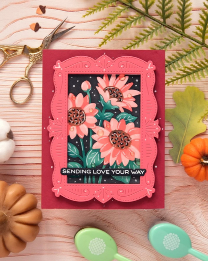 Nesting Postage Collage Sunflower Stencil 